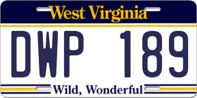 WV license plate DWP189