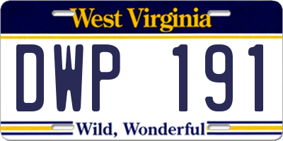 WV license plate DWP191