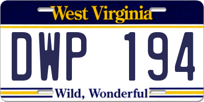 WV license plate DWP194