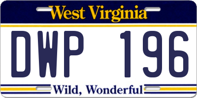 WV license plate DWP196