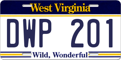 WV license plate DWP201