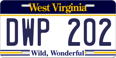 WV license plate DWP202