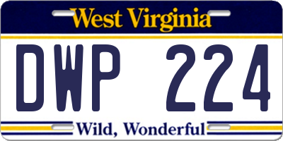 WV license plate DWP224