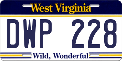 WV license plate DWP228