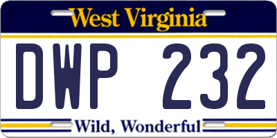 WV license plate DWP232