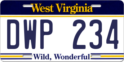 WV license plate DWP234