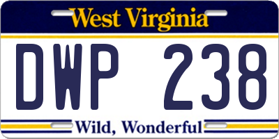 WV license plate DWP238