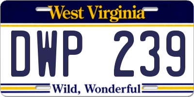 WV license plate DWP239
