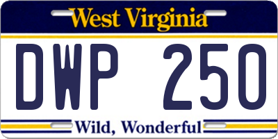 WV license plate DWP250