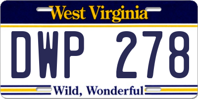 WV license plate DWP278