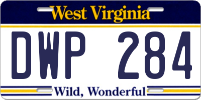 WV license plate DWP284
