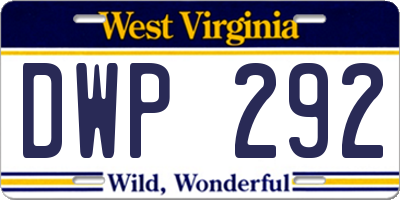 WV license plate DWP292