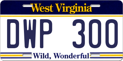 WV license plate DWP300