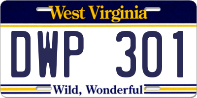 WV license plate DWP301