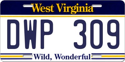 WV license plate DWP309