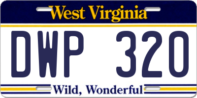 WV license plate DWP320
