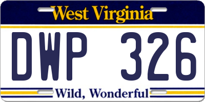 WV license plate DWP326