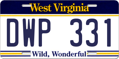 WV license plate DWP331
