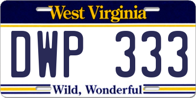 WV license plate DWP333