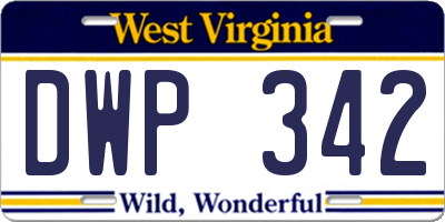 WV license plate DWP342
