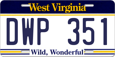 WV license plate DWP351