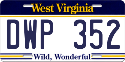 WV license plate DWP352