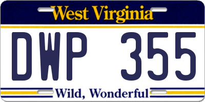WV license plate DWP355