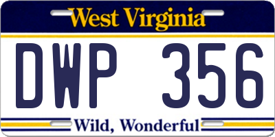 WV license plate DWP356