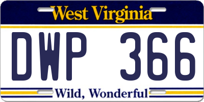 WV license plate DWP366