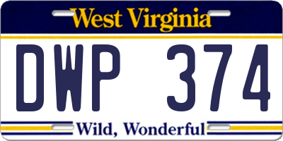WV license plate DWP374
