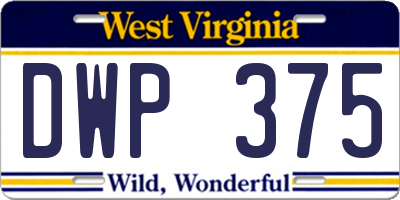 WV license plate DWP375