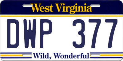 WV license plate DWP377