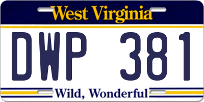 WV license plate DWP381
