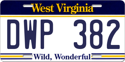 WV license plate DWP382