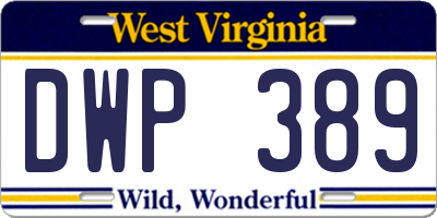 WV license plate DWP389