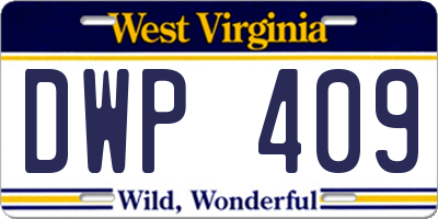 WV license plate DWP409