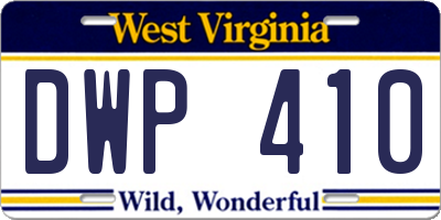 WV license plate DWP410