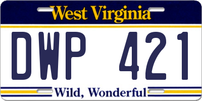 WV license plate DWP421