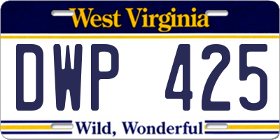 WV license plate DWP425