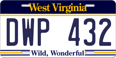 WV license plate DWP432