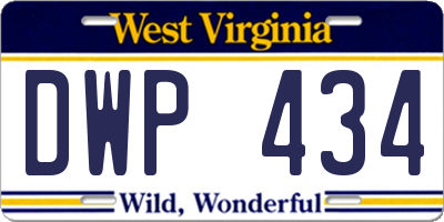 WV license plate DWP434