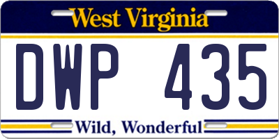 WV license plate DWP435