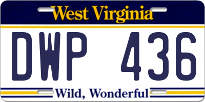WV license plate DWP436