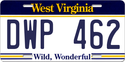 WV license plate DWP462