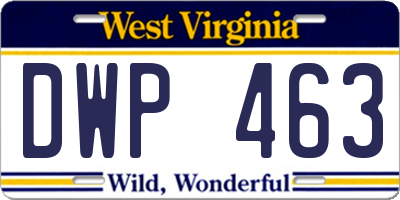 WV license plate DWP463