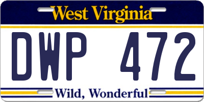 WV license plate DWP472