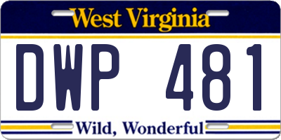 WV license plate DWP481