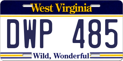 WV license plate DWP485