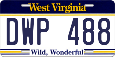 WV license plate DWP488