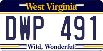 WV license plate DWP491